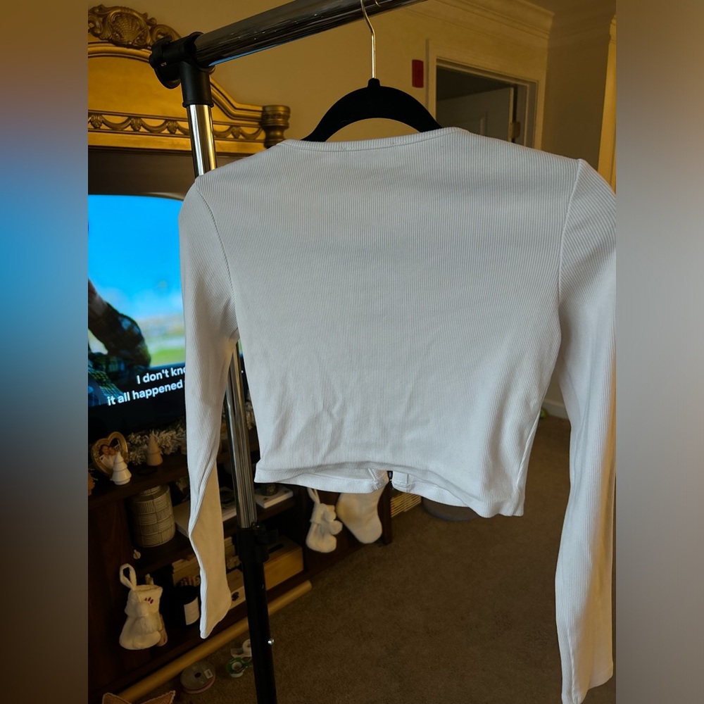 Zara white ribbed button up sweater - size s - Picture 2 of 4
